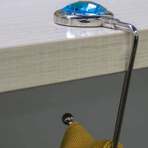 Rhinestone Purse Handbag Hook Hanger for Table Desk 3 Pack -White Pink Blue - Picture 4 of 4